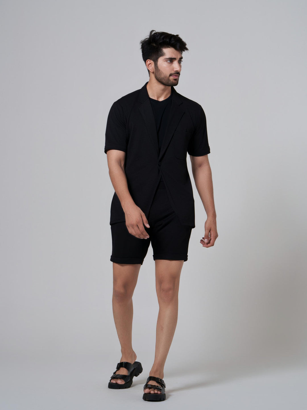 Miles One Button Shirt with Shorts in Premium Popcorn cotton