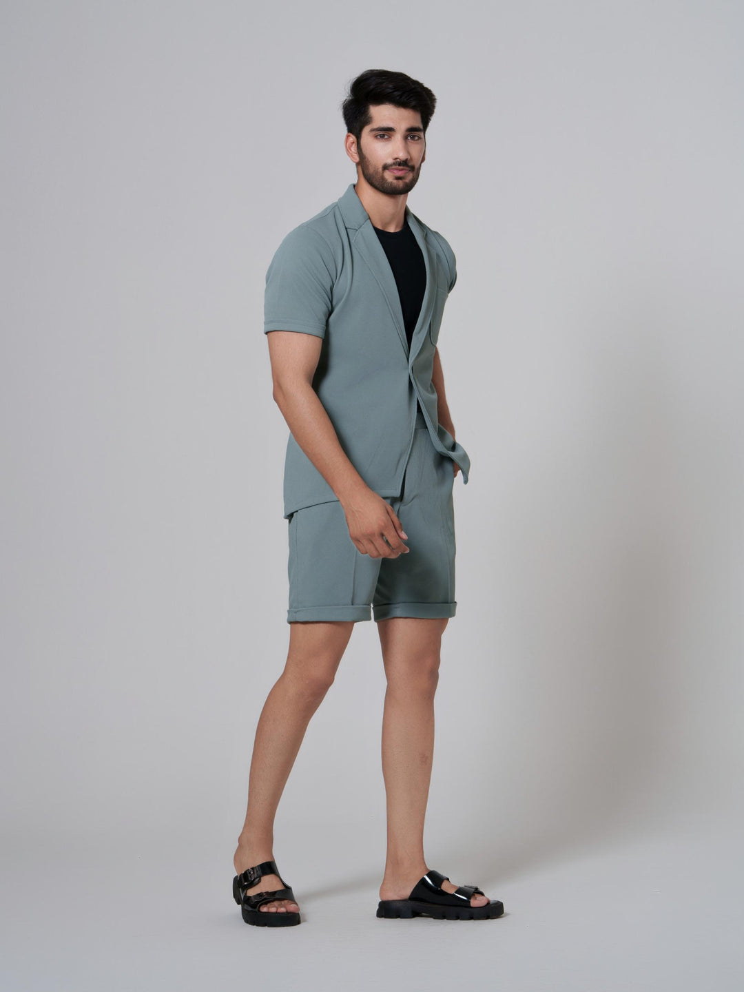 Miles One Button Shirt with Shorts in Premium Popcorn cotton