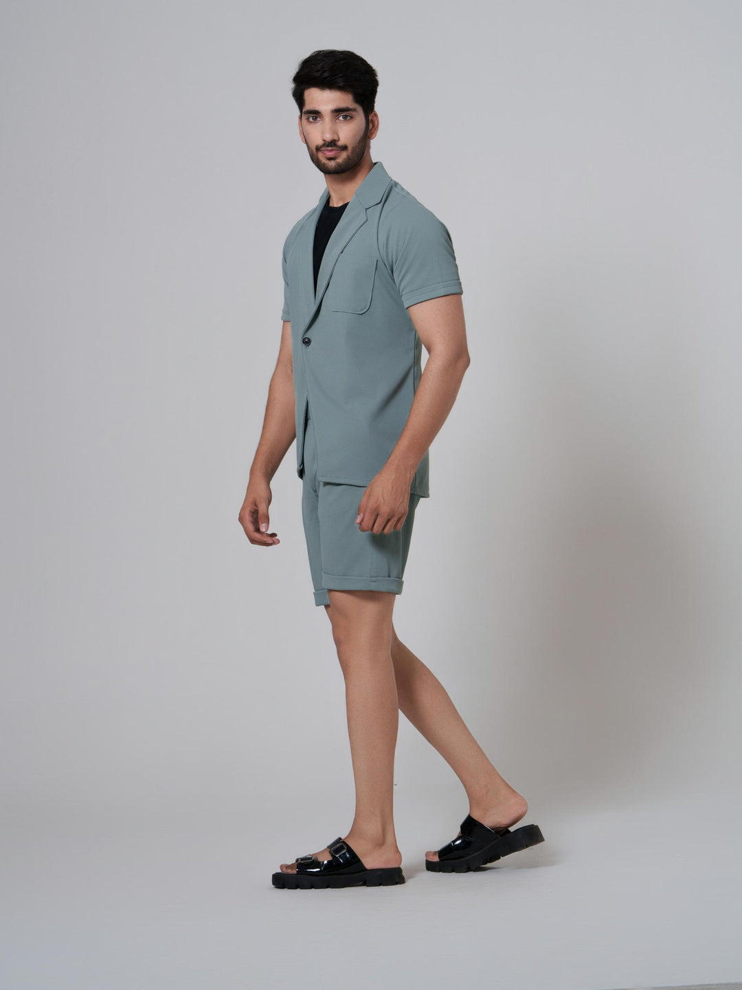 Miles One Button Shirt with Shorts in Premium Popcorn cotton