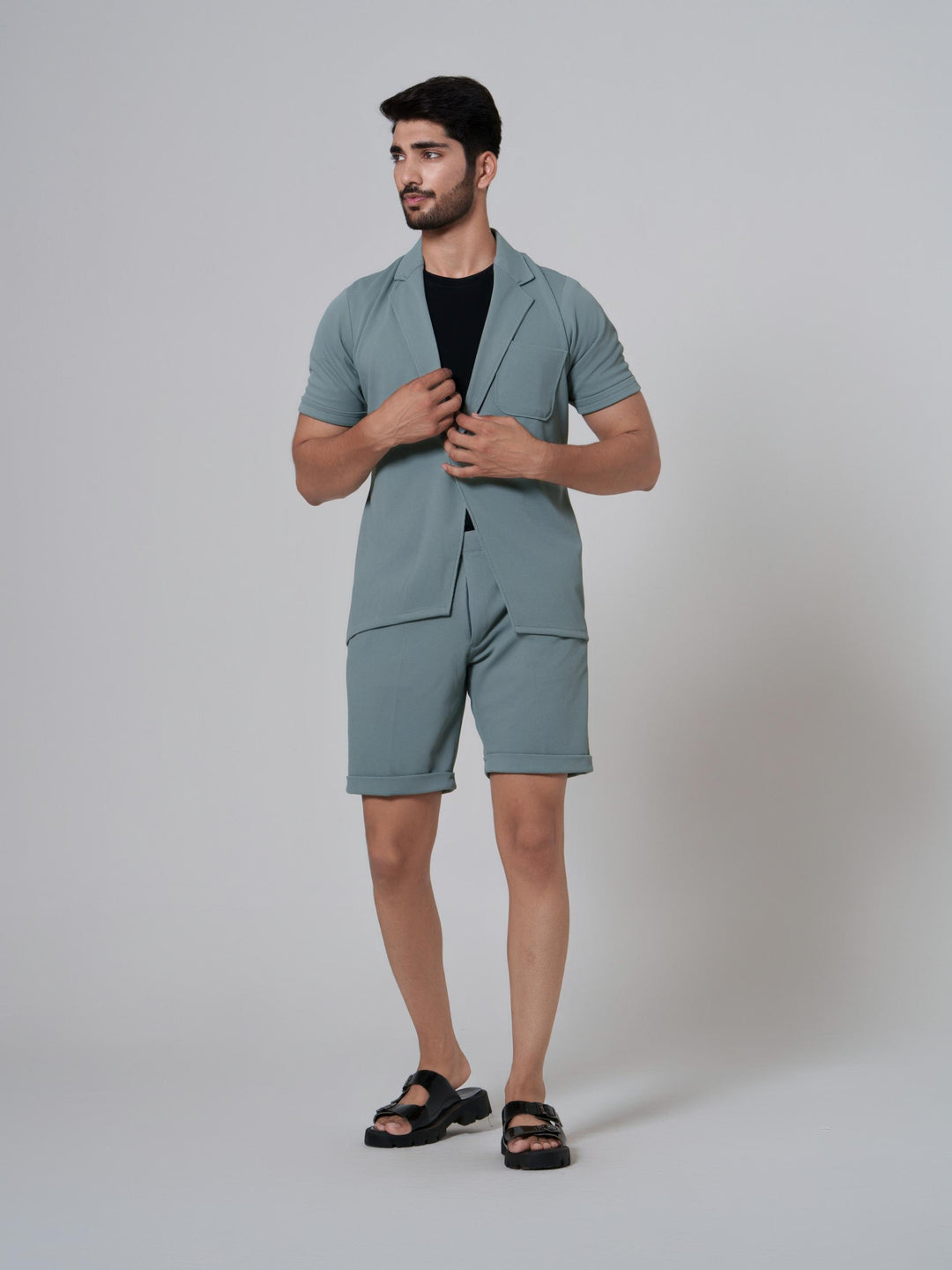 Miles One Button Shirt with Shorts in Premium Popcorn cotton
