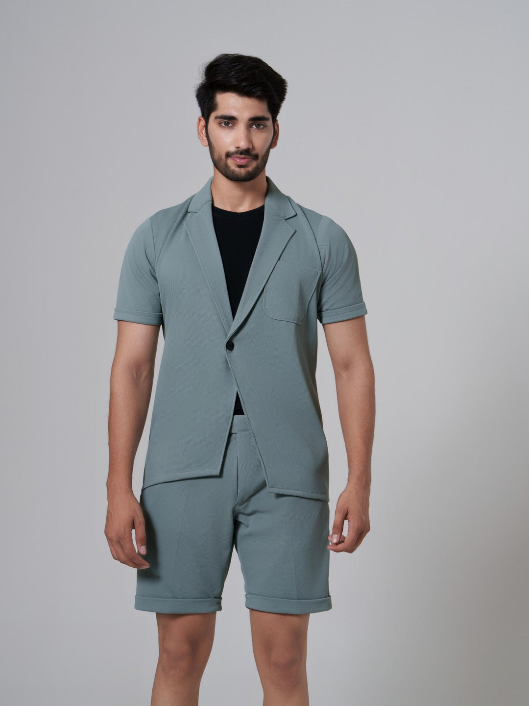 Miles One Button Shirt with Shorts in Premium Popcorn cotton