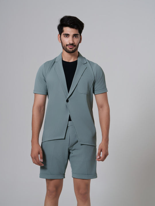 Miles One Button Shirt with Shorts in Premium Popcorn cotton