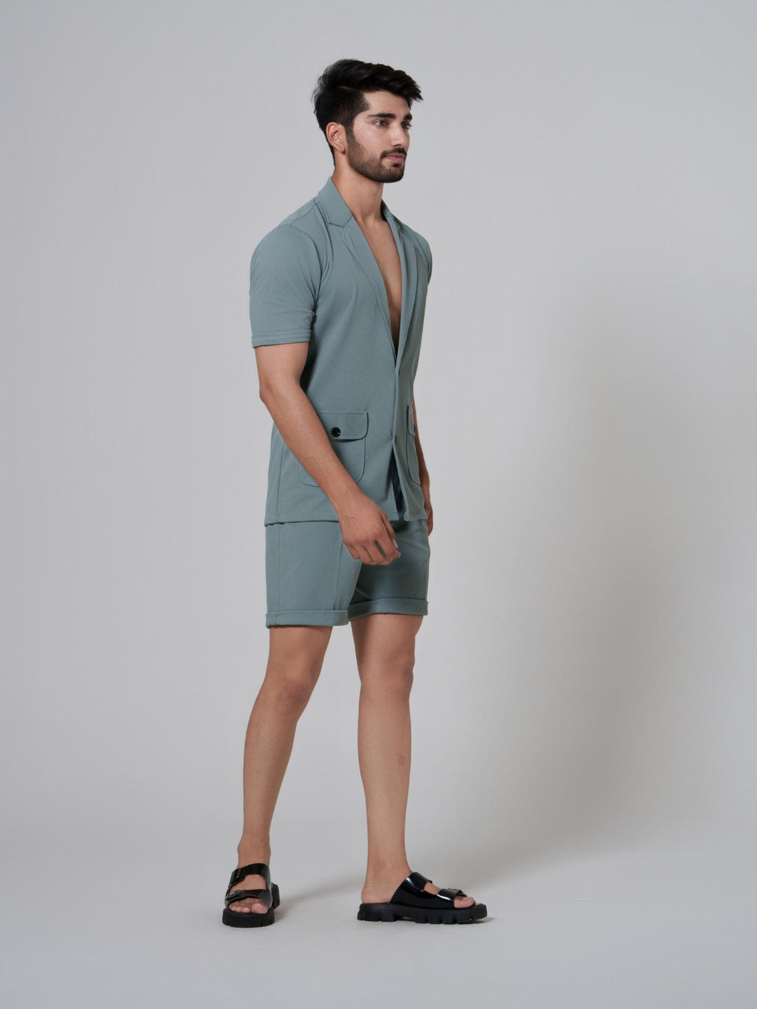 Noha- Two Button Shirt with Shorts in Premium Popcorn cotton