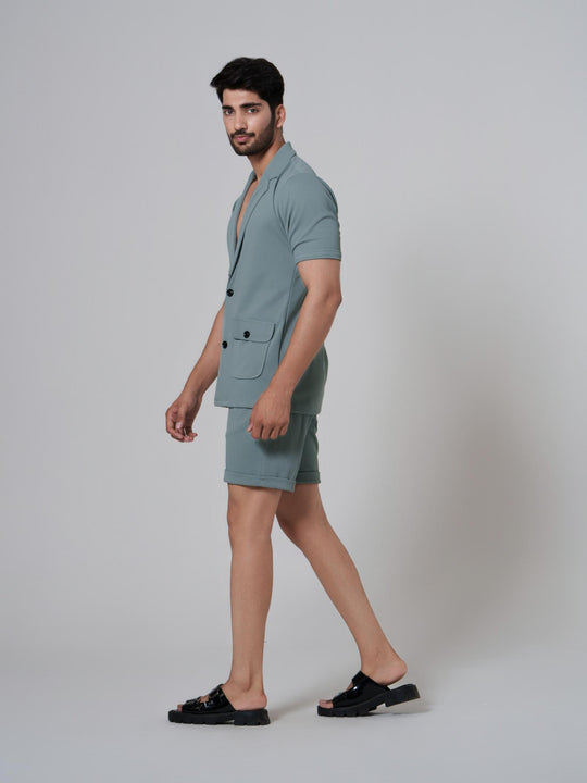 Noha- Two Button Shirt with Shorts in Premium Popcorn cotton