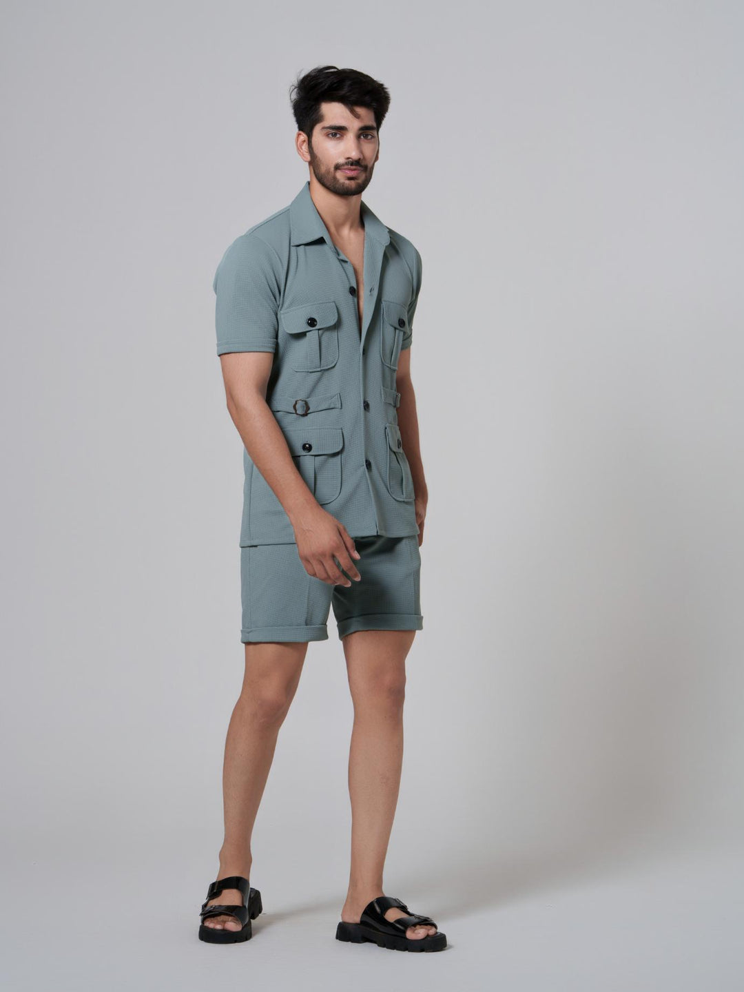 Zesty Men 4 Pocket Co-Ord Set with shorts in premium Popcorn Cotton