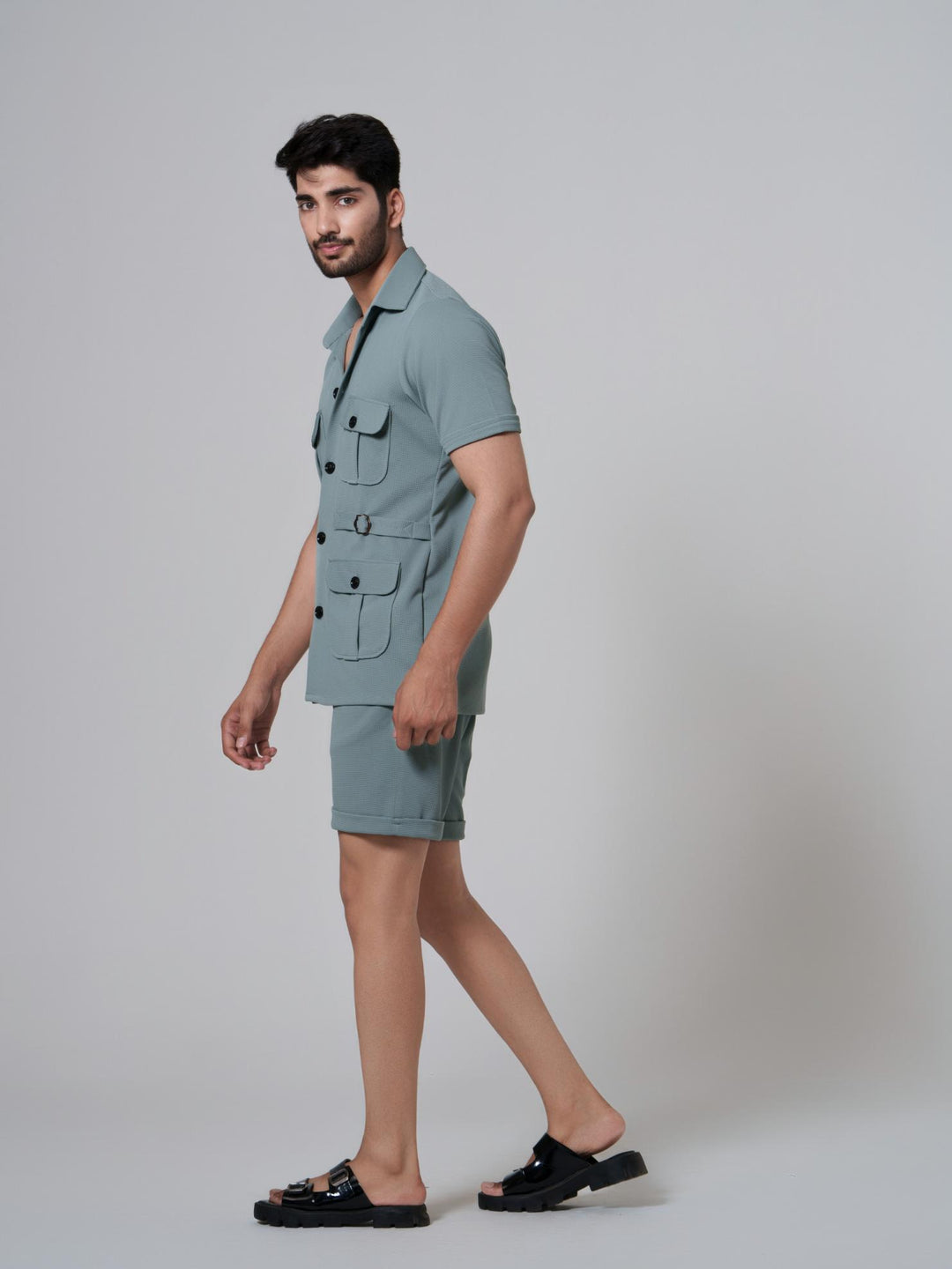 Zesty Men 4 Pocket Co-Ord Set with shorts in premium Popcorn Cotton