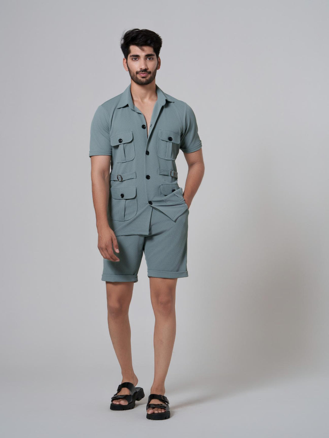 Zesty Men 4 Pocket Co-Ord Set with shorts in premium Popcorn Cotton