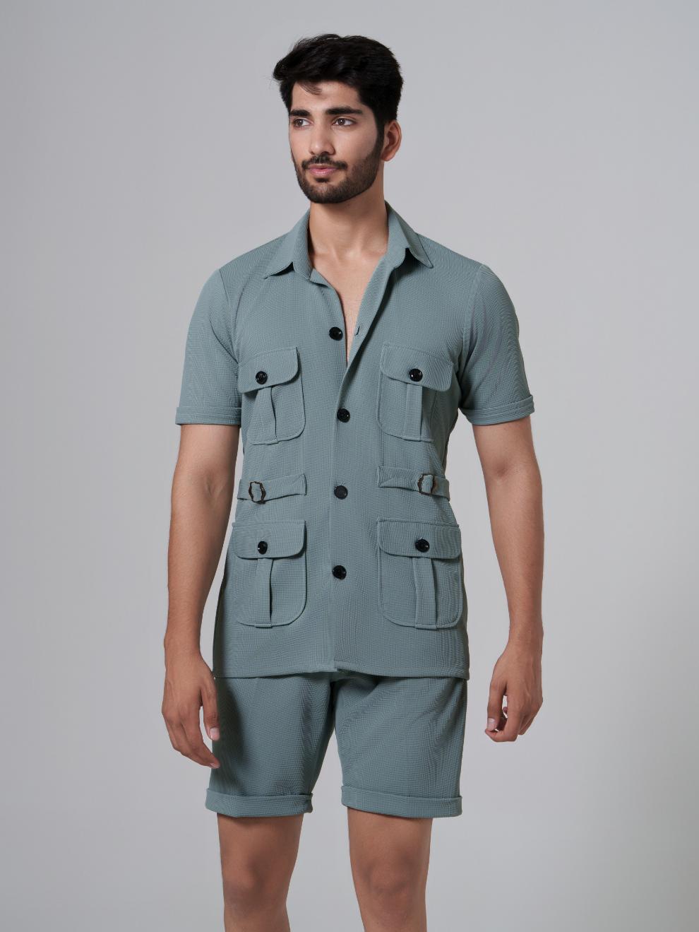 Zesty Men 4 Pocket Co-Ord Set with shorts in premium Popcorn Cotton