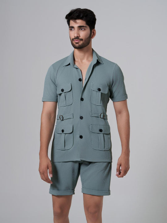 Zesty Men 4 Pocket Co-Ord Set with shorts in premium Popcorn Cotton