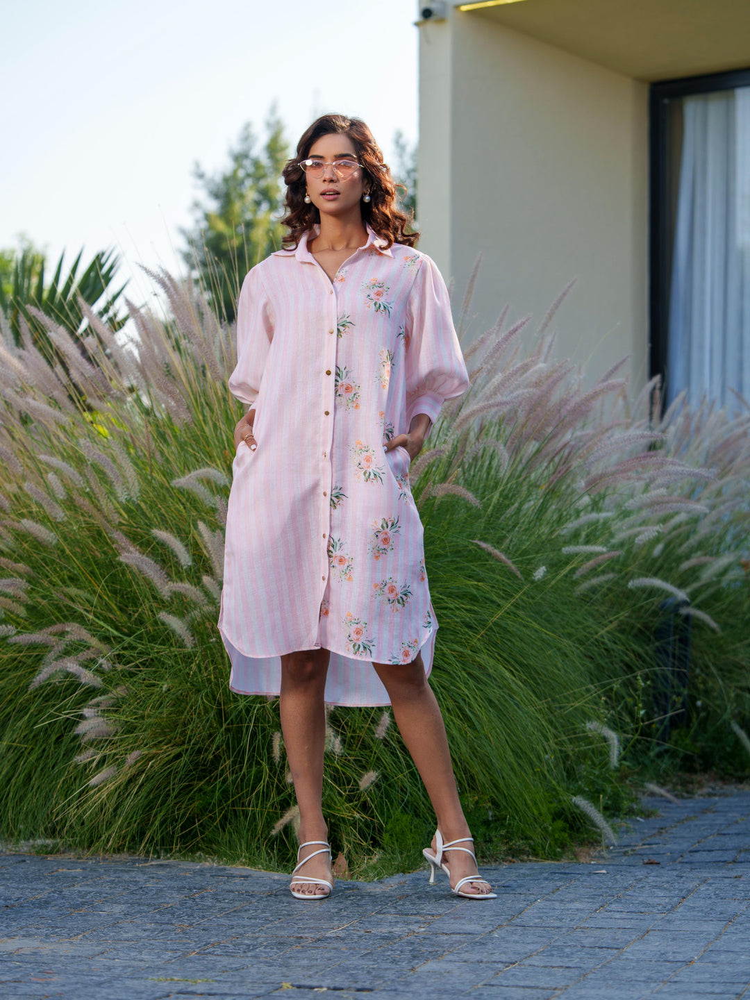 June - Floral Linen Summer Shirt Dress