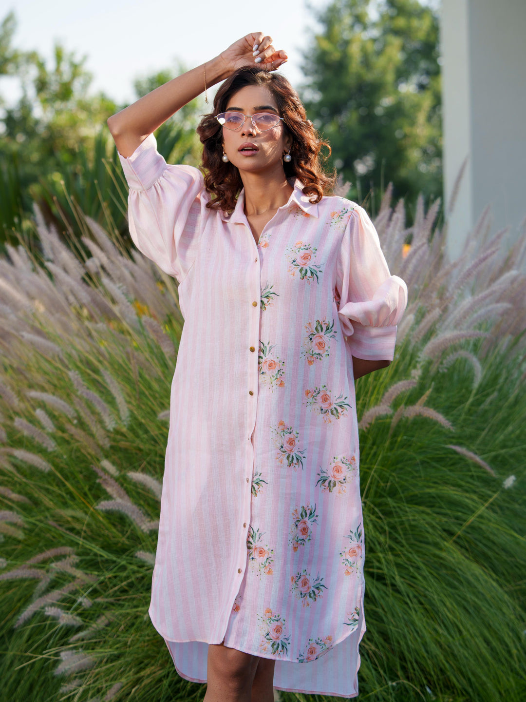 June - Floral Linen Summer Shirt Dress