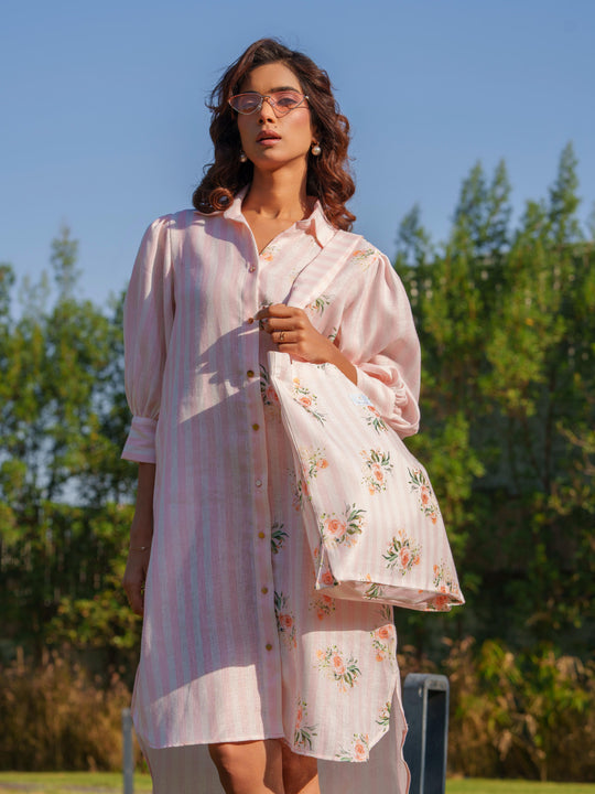 June - Floral Linen Summer Shirt Dress