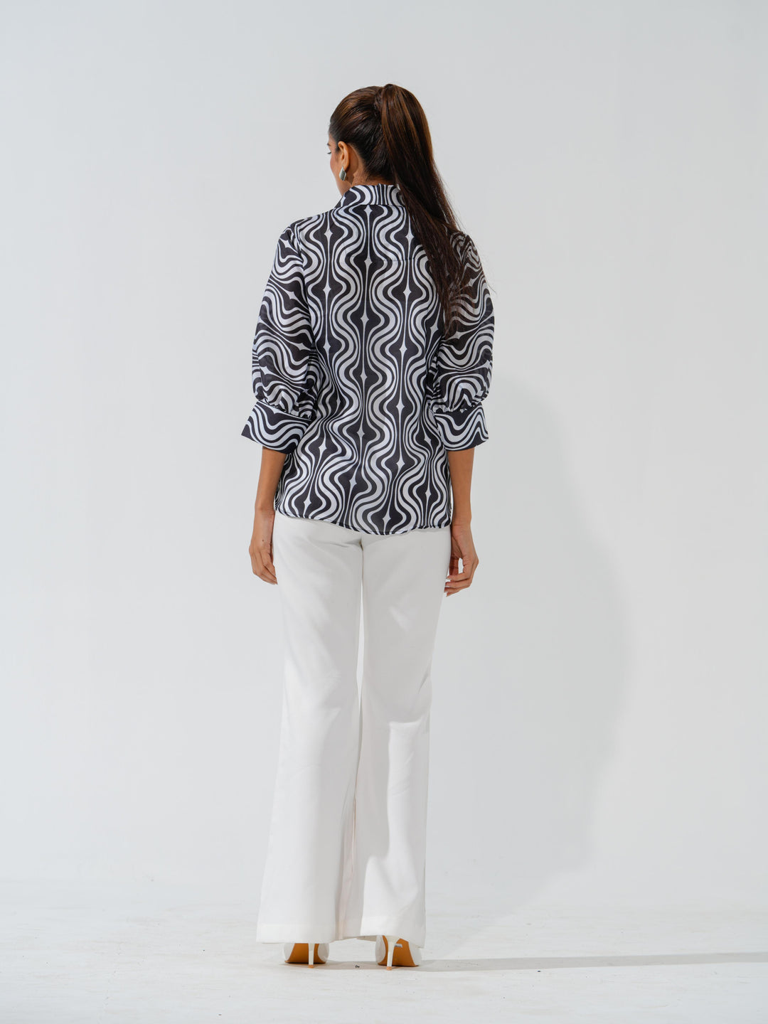 Maze - Linen Satin Printed Comfort Fit Shirt