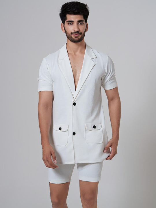Noha- Two Button Shirt with Shorts in Premium Popcorn cotton