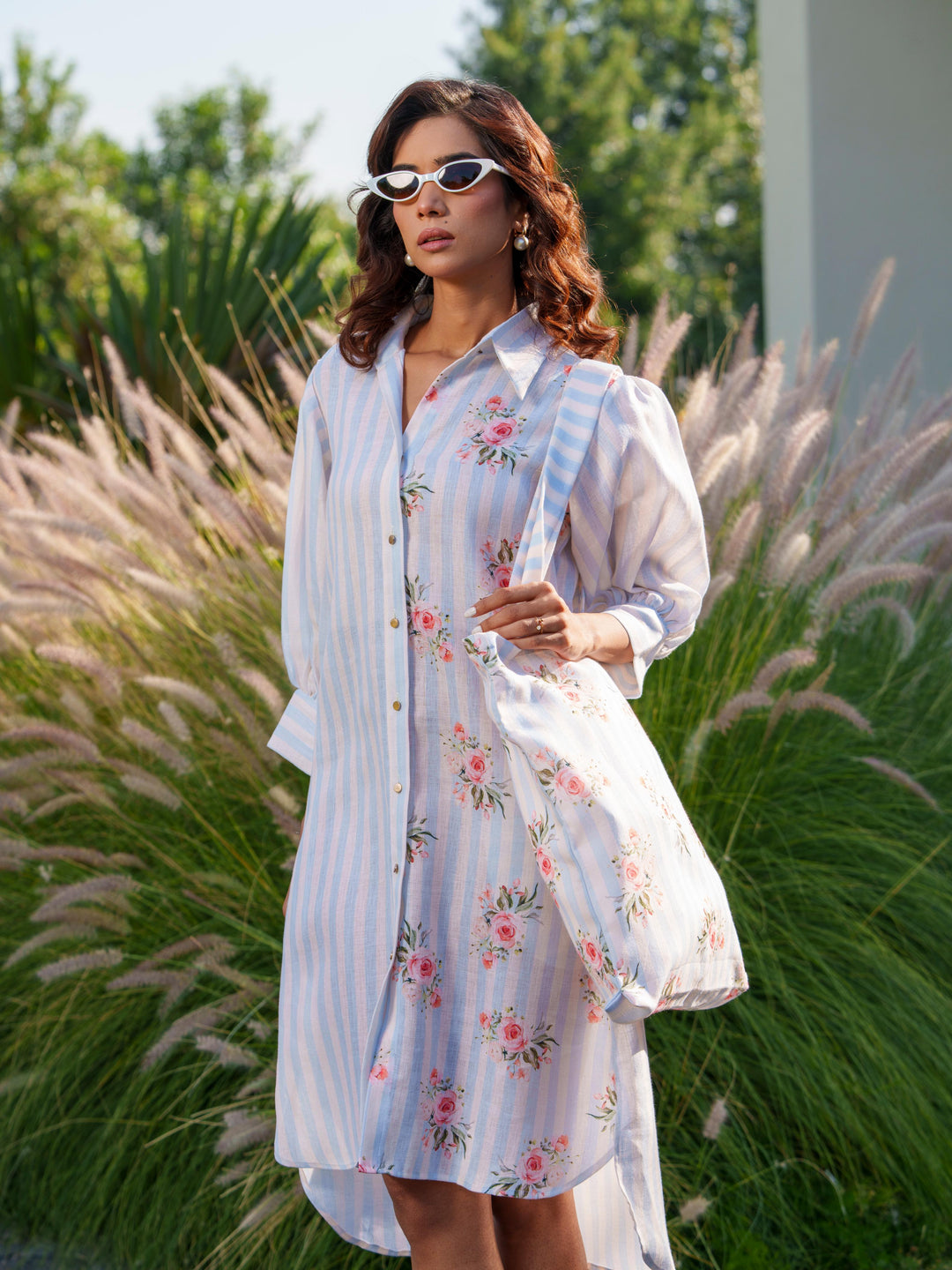 June - Floral Linen Summer Shirt Dress