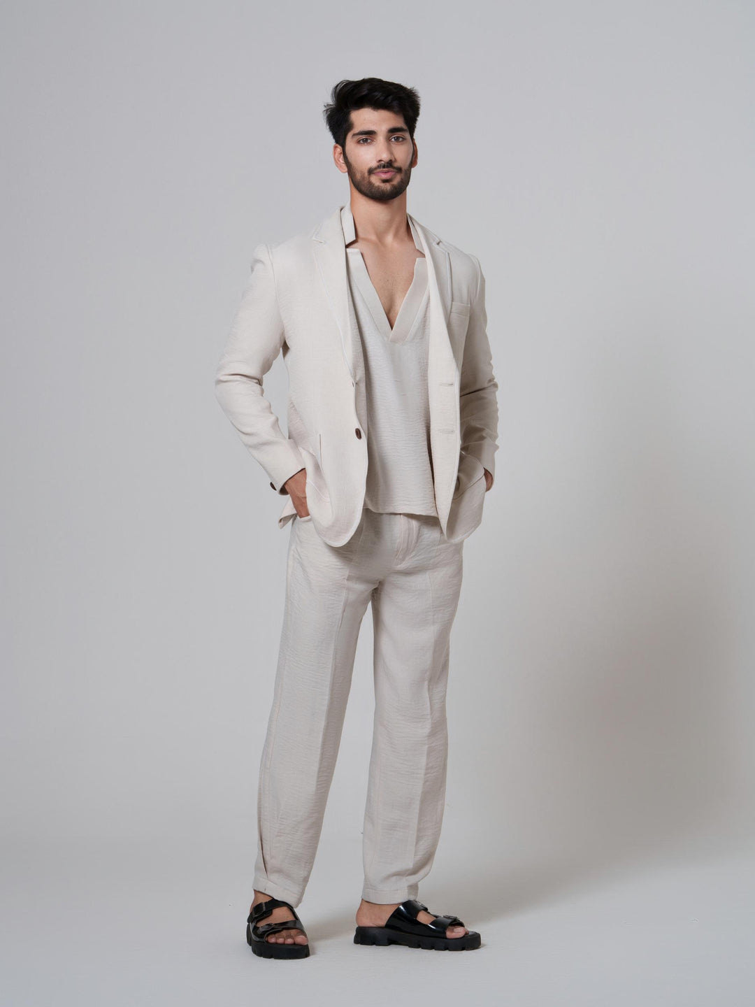 Dapper- Co'ord with Blazer in Cotton Linen (Set of 3)