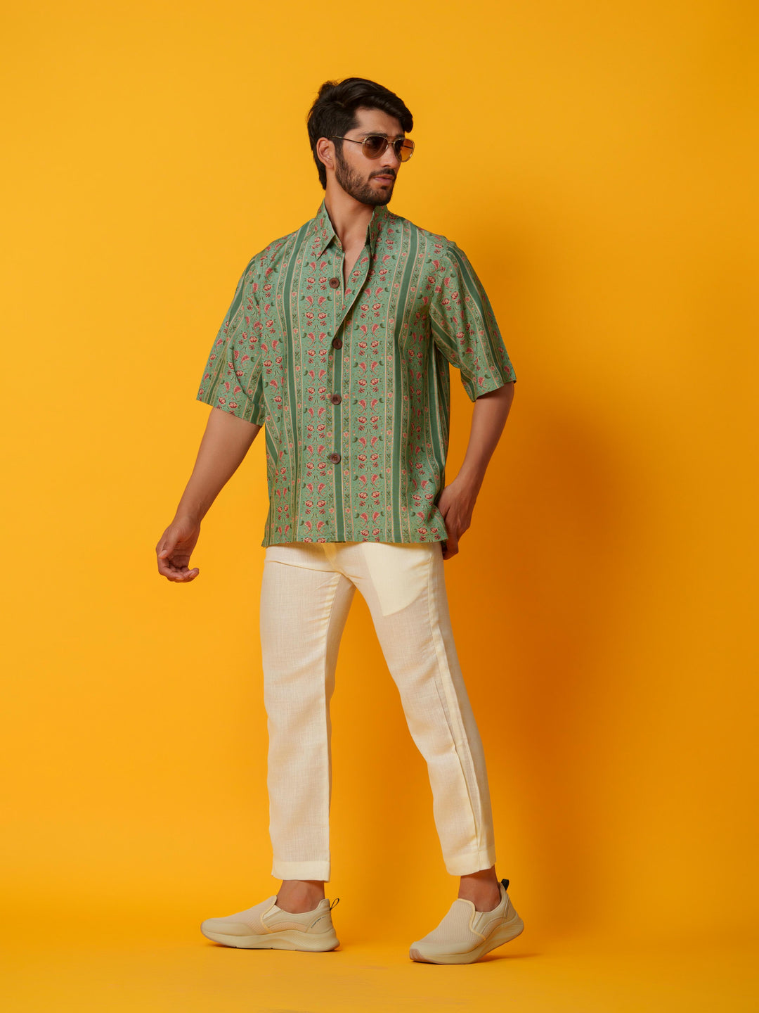 Zen - Floral Striped Cotton Satin Shirt