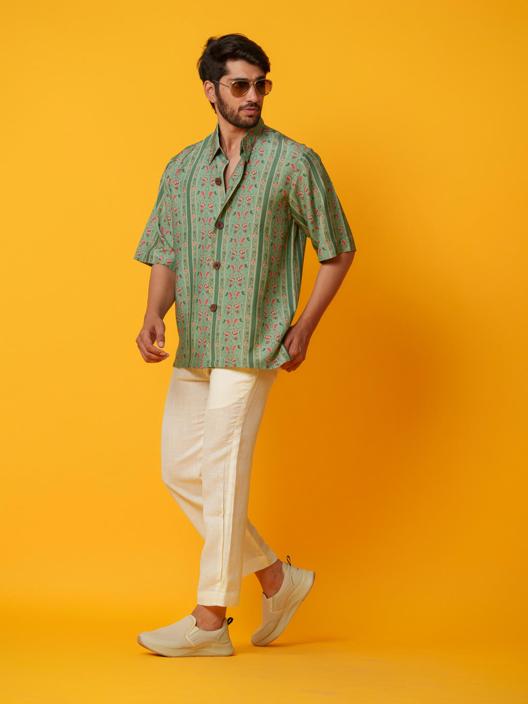 Zen - Floral Striped Cotton Satin Shirt