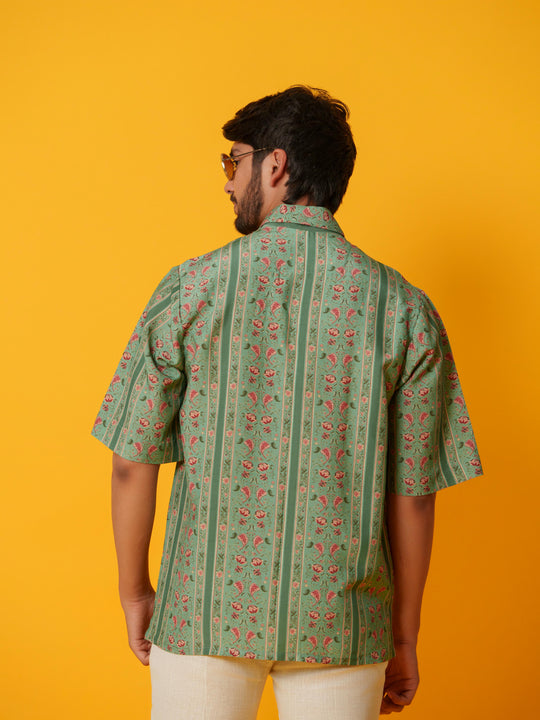 Zen - Floral Striped Cotton Satin Shirt