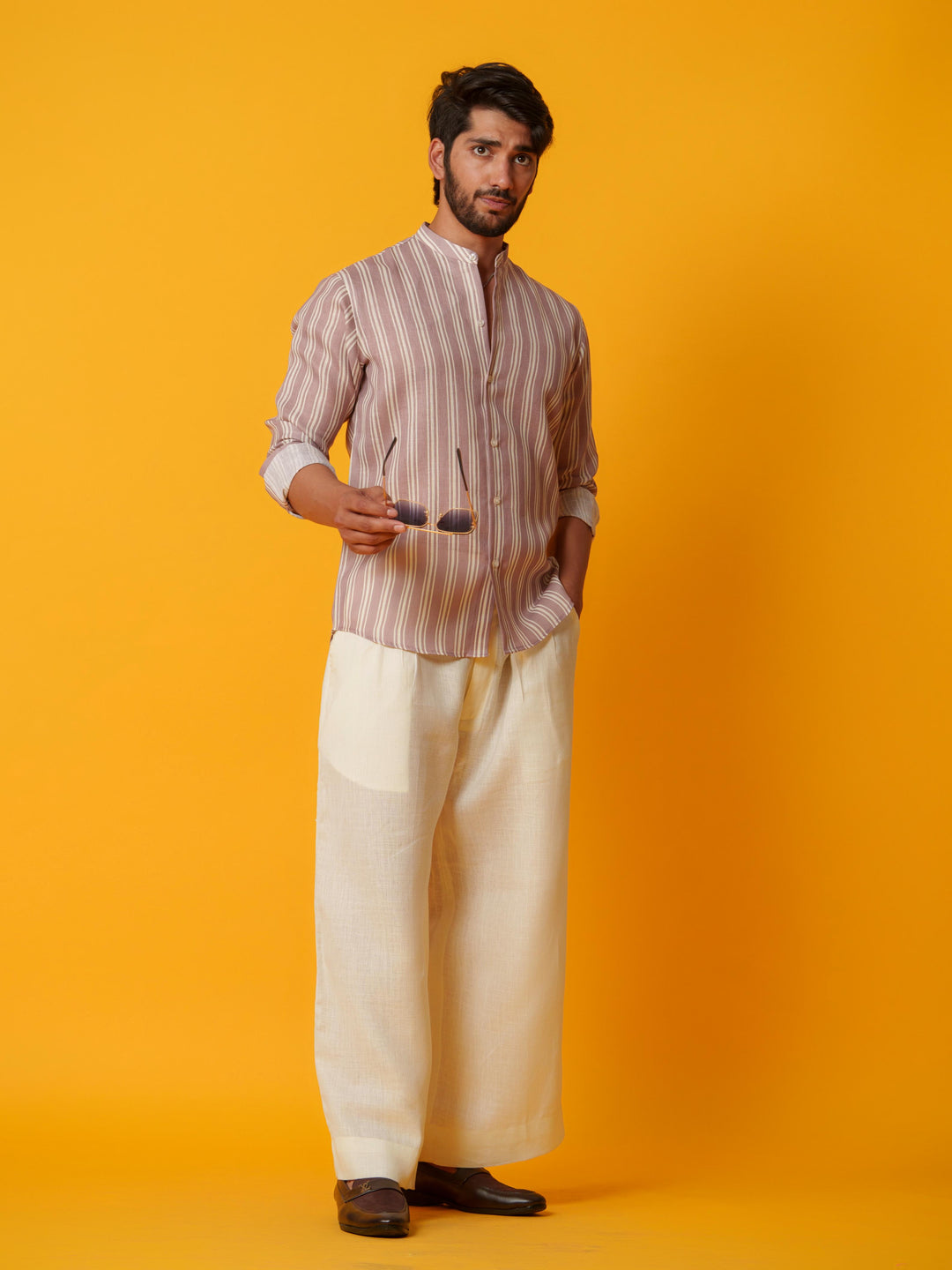 Shadow - Linen Comfort Fit Striped Shirt