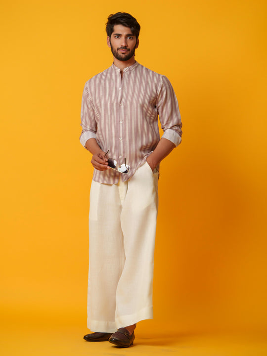 Shadow - Linen Comfort Fit Striped Shirt