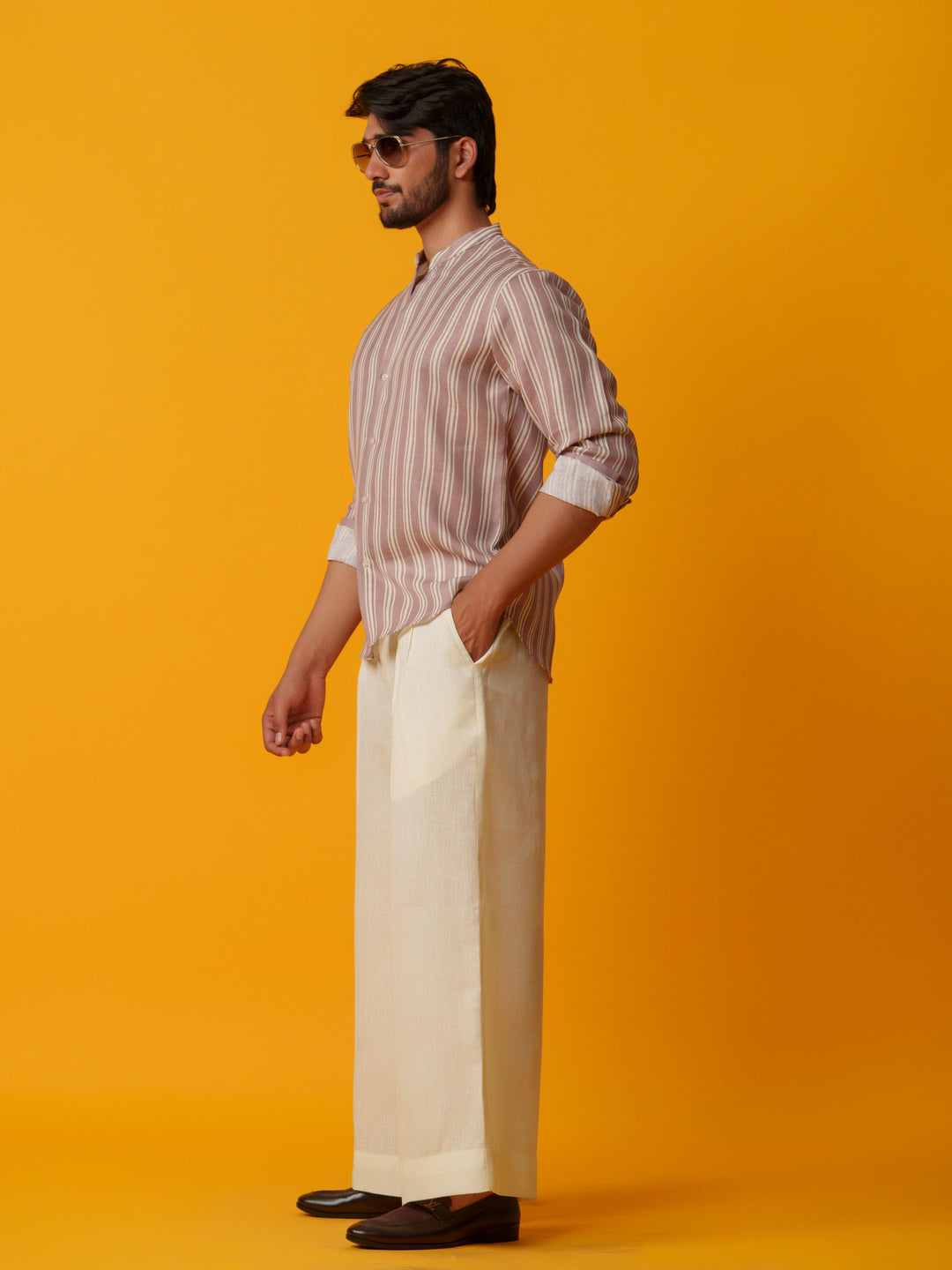 Shadow - Linen Comfort Fit Striped Shirt