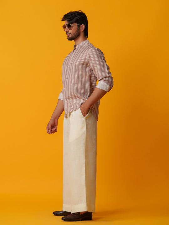 Shadow - Linen Comfort Fit Striped Shirt