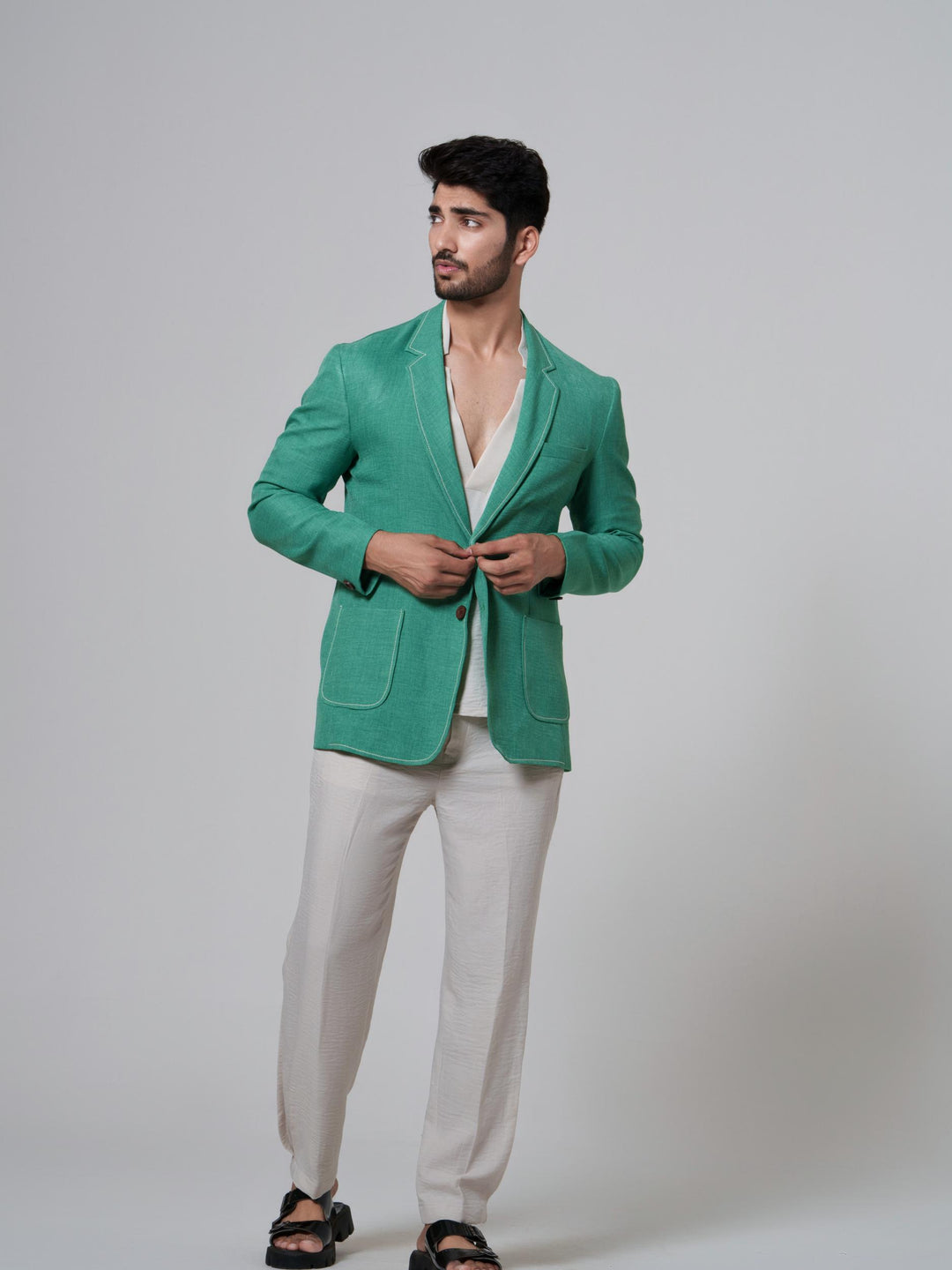 Dapper- Co'ord with Blazer in Cotton Linen (Set of 3)