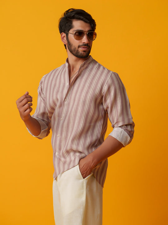 Shadow - Linen Comfort Fit Striped Shirt
