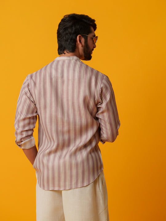 Shadow - Linen Comfort Fit Striped Shirt