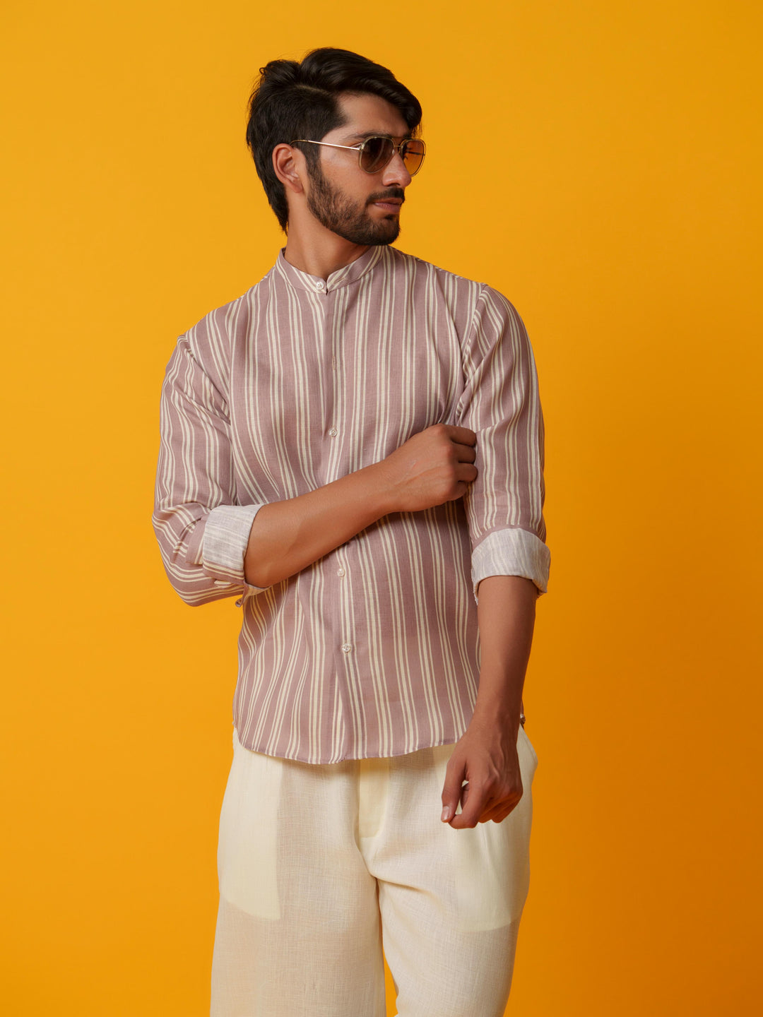 Shadow - Linen Comfort Fit Striped Shirt