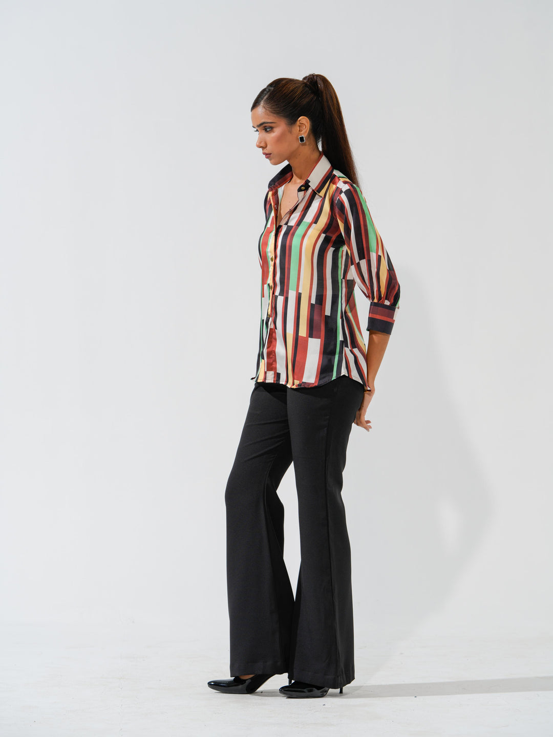Brick - Linen Satin Printed Comfort Fit Shirt