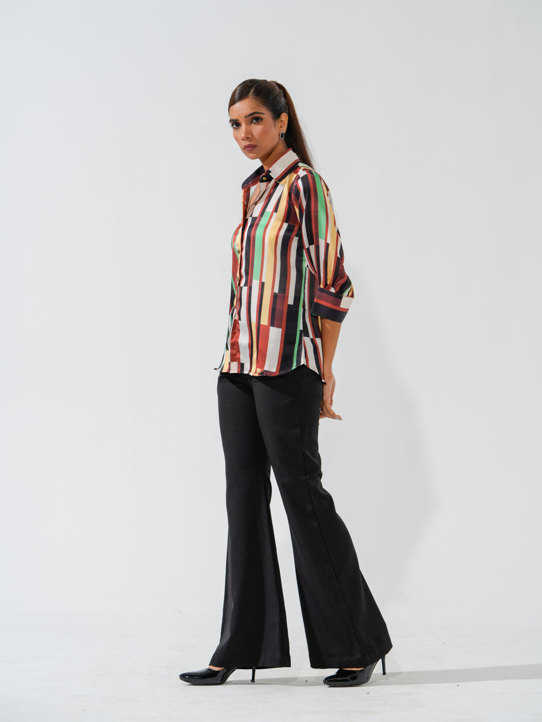 Brick - Linen Satin Printed Comfort Fit Shirt