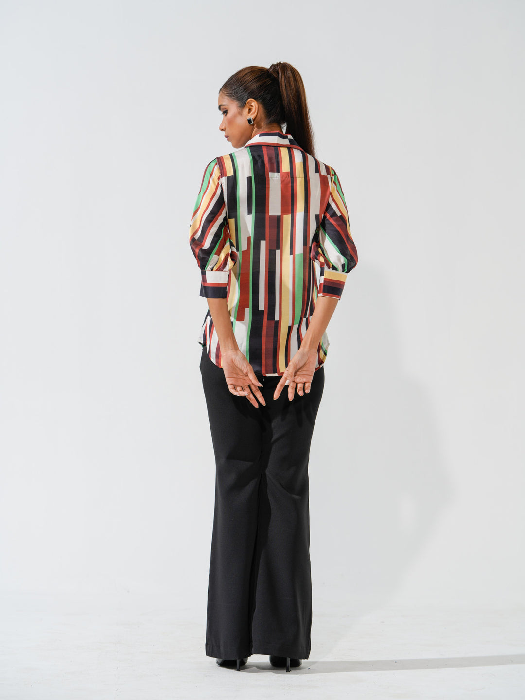 Brick - Linen Satin Printed Comfort Fit Shirt