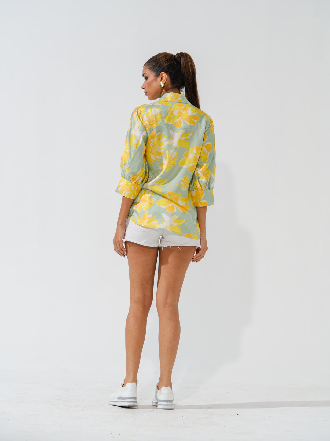 Marigold - Linen Satin Printed Comfort Fit Shirt