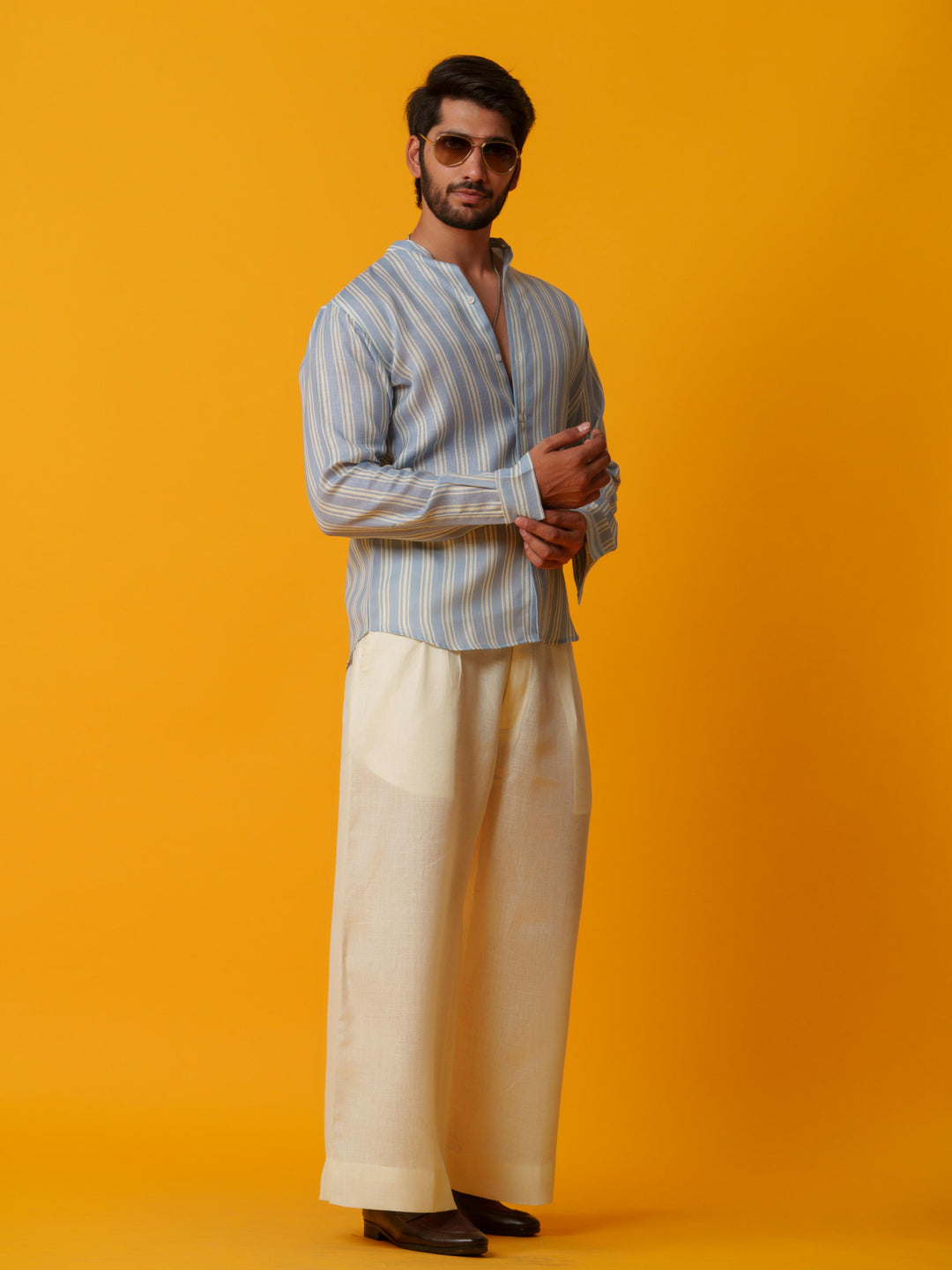 Shadow - Linen Comfort Fit Striped Shirt