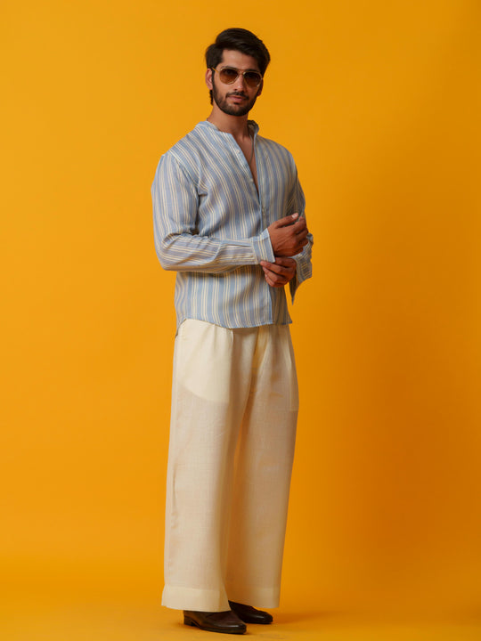 Shadow - Linen Comfort Fit Striped Shirt