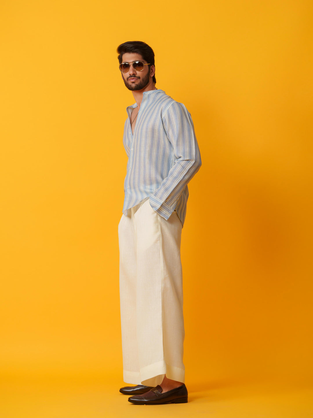 Shadow - Linen Comfort Fit Striped Shirt