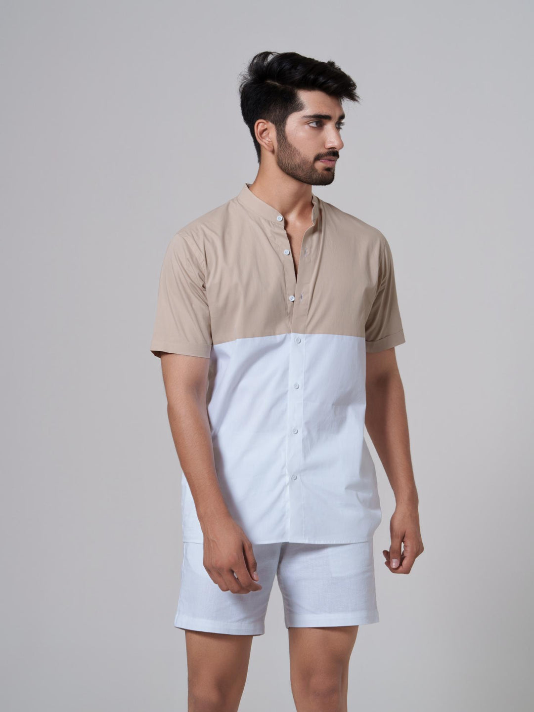 Chroma- Men Cotton Shirt with Chinese Collar