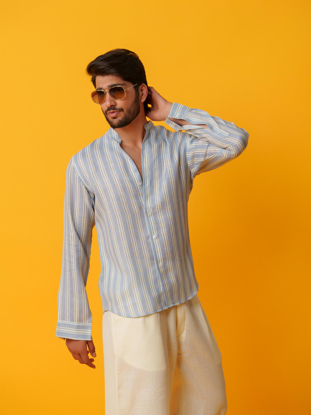 Shadow - Linen Comfort Fit Striped Shirt