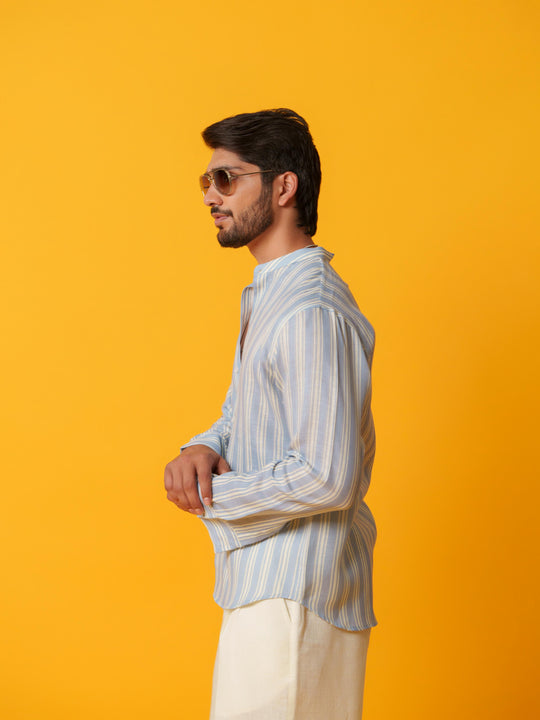 Shadow - Linen Comfort Fit Striped Shirt