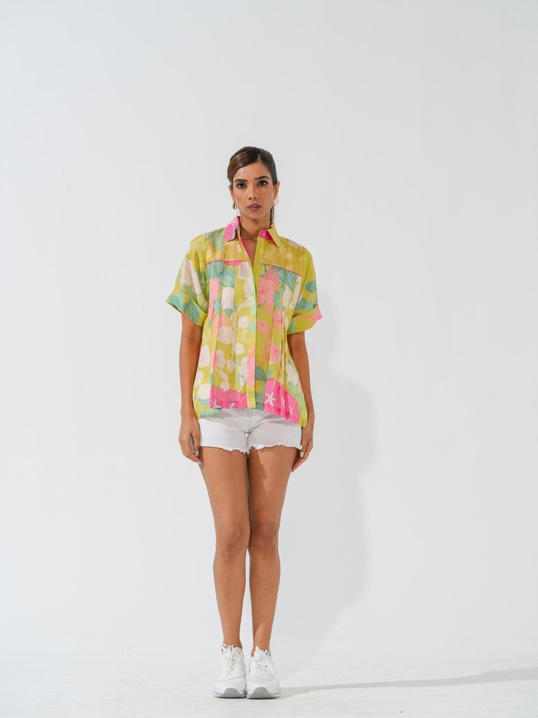 Coral - Floral linen Shirts