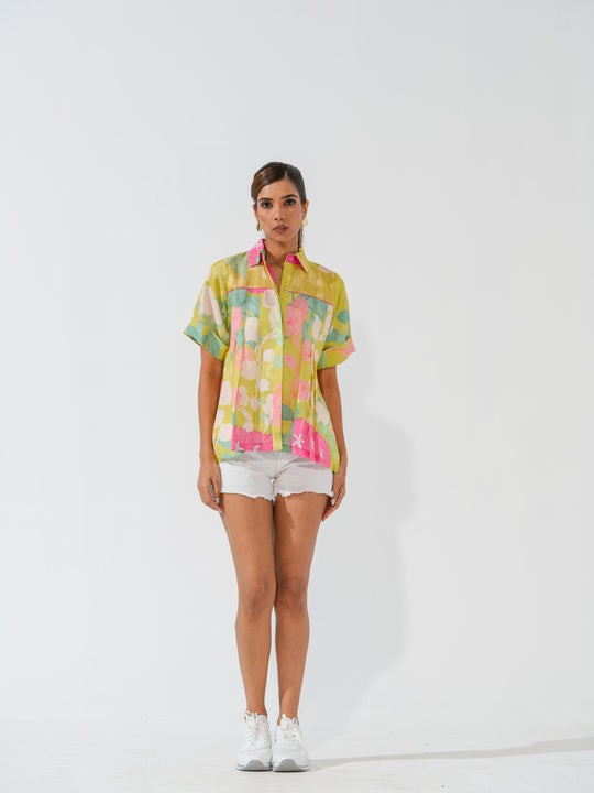 Coral - Floral linen Shirts
