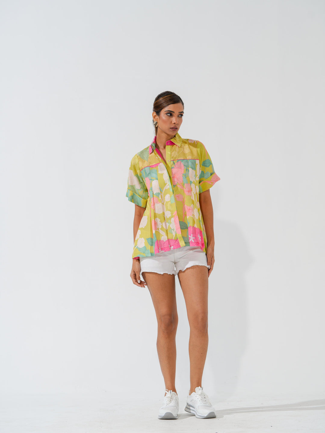 Coral - Floral linen Shirts