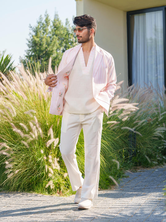 Blaze - 3 Piece Linen Stripted Co'ord Set