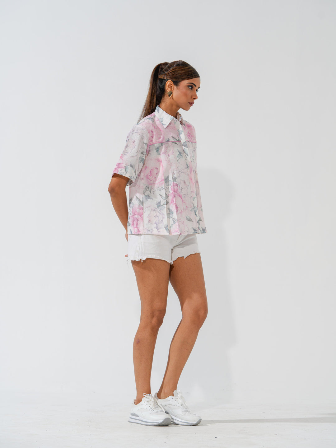 Violet Floral Linen Shirt