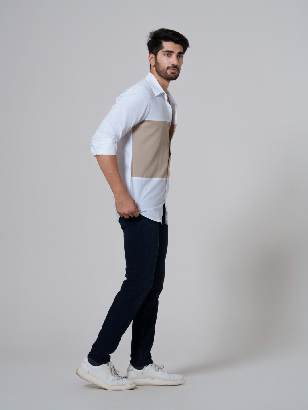 Fusion-Color Block Men Shirt