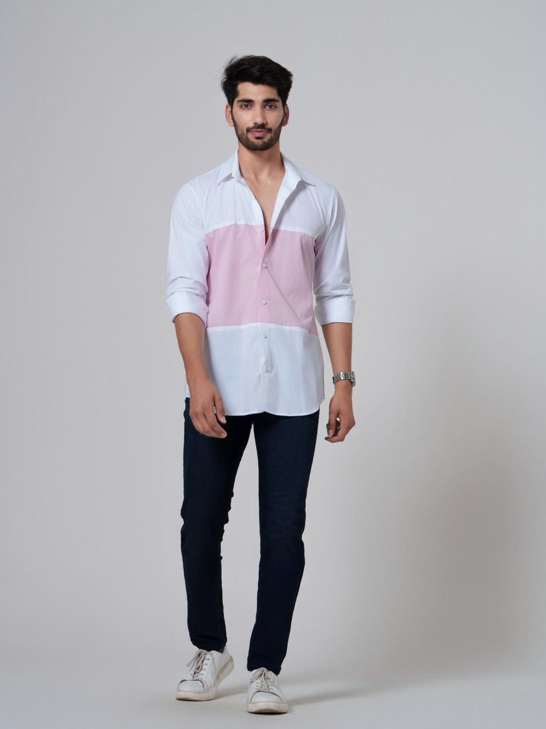 Fusion-Color Block Men Shirt