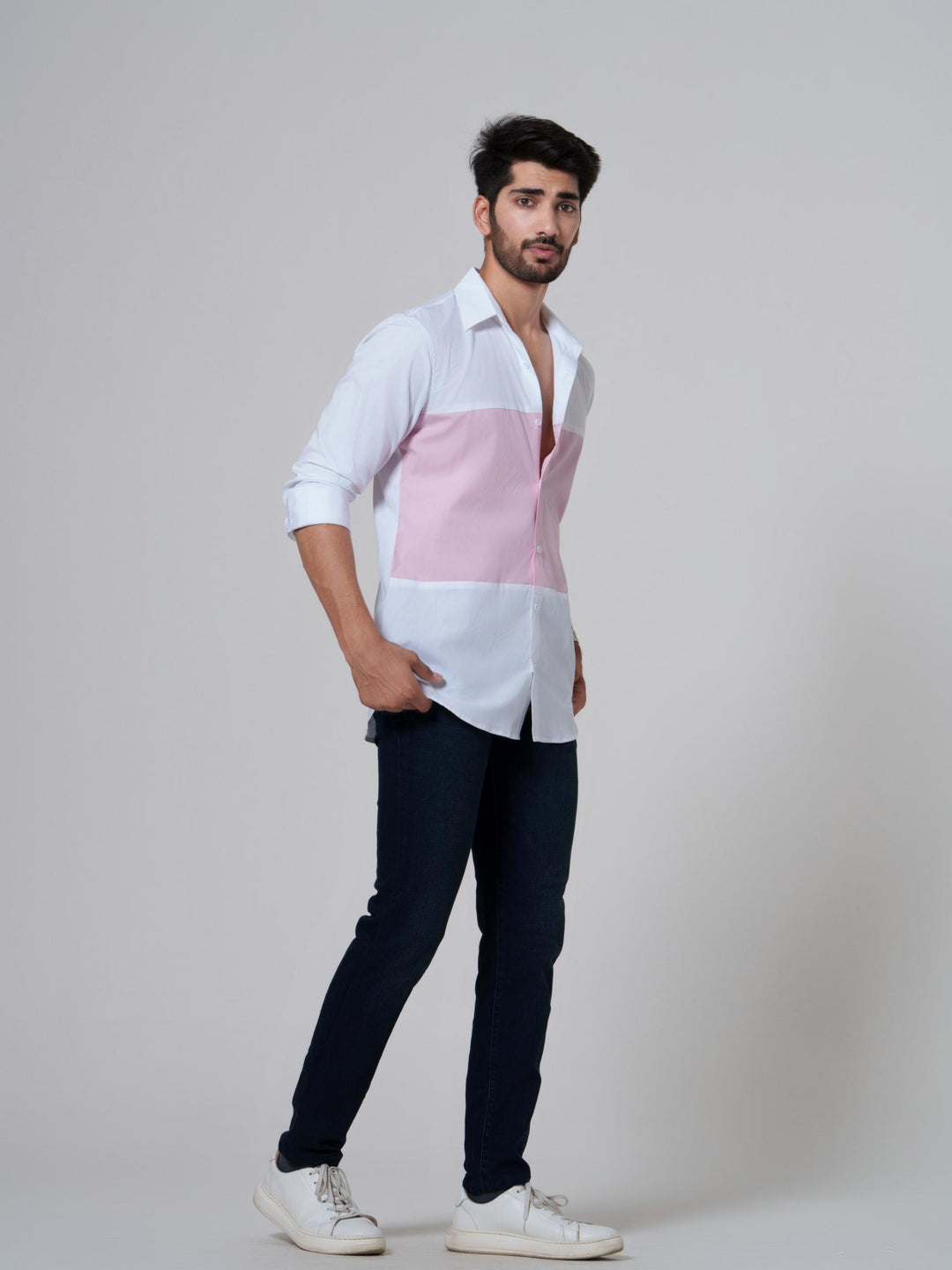 Fusion-Color Block Men Shirt