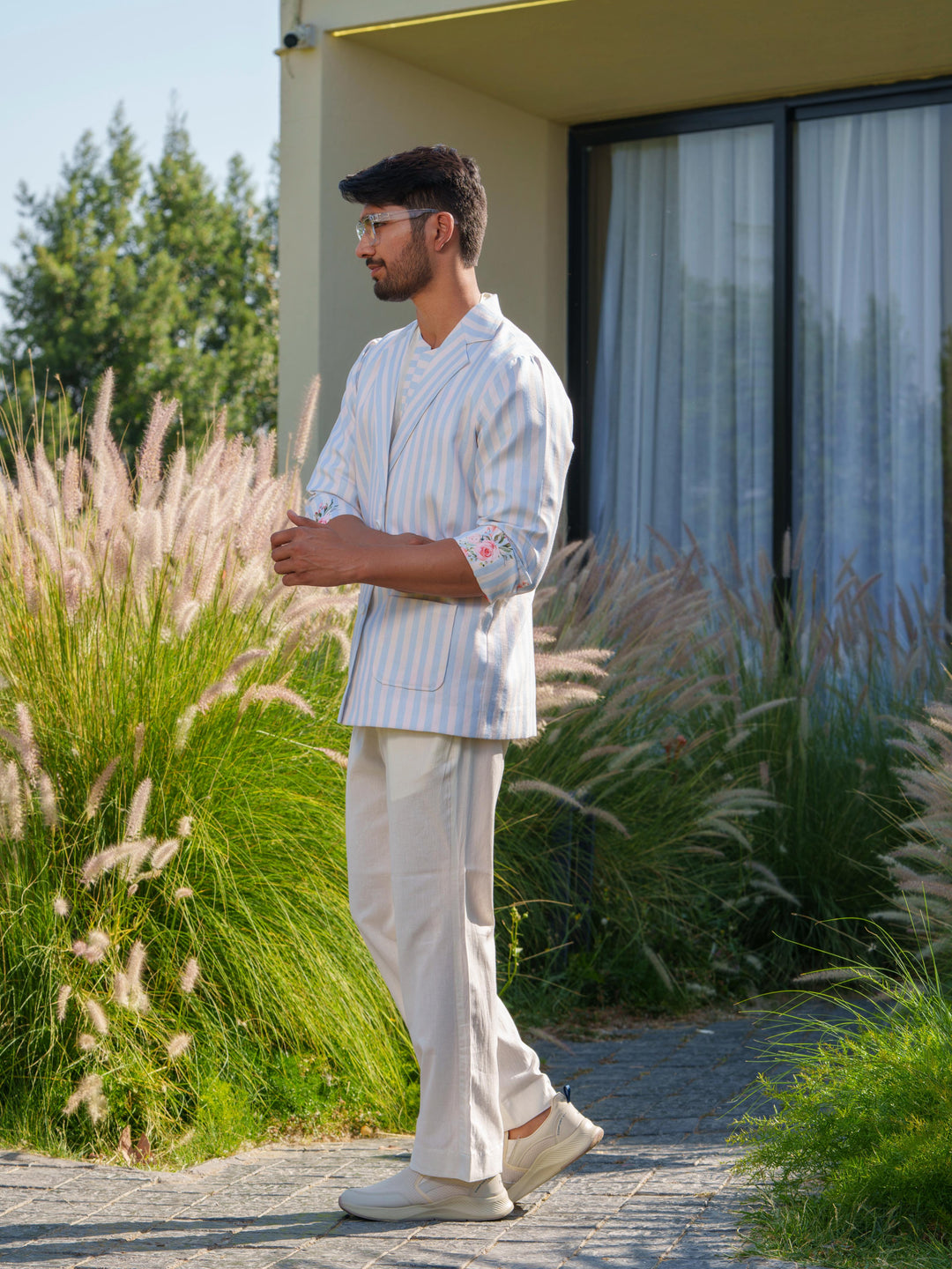 Blaze - 3 Piece Linen Stripted Co'ord Set